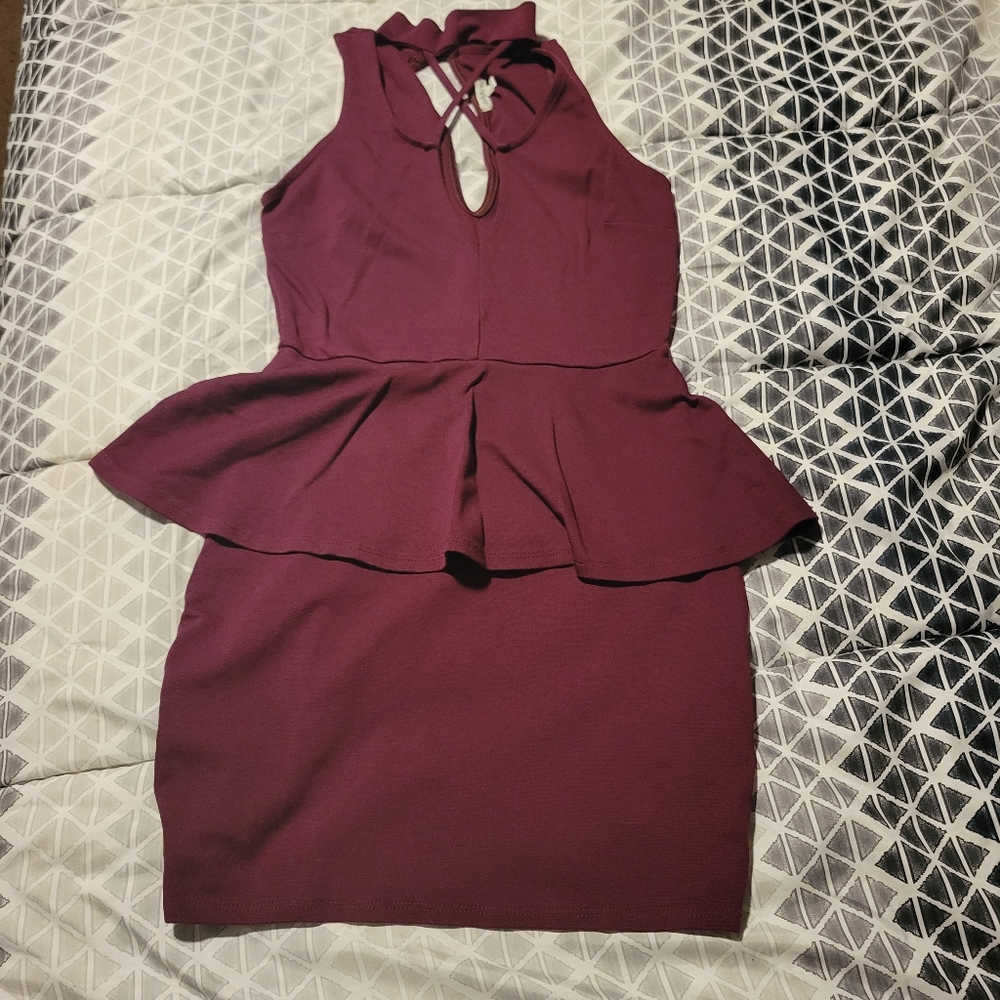 Maroon peplum dress